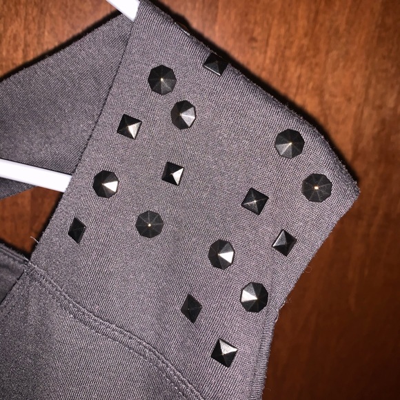 Dark grey bejeweled cut out top - Picture 8 of 8